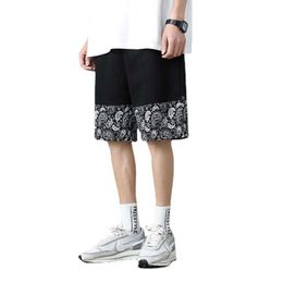 Shorts Men Japanese Style for Running Sport Polyester Summer Elastic Waist Loose Printed Casual X0705