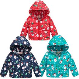 Little Boys Coat Christmas Santa Costumes Children Winter Down Jacket Hoodies Outfits Girls Parkas Fleece Outerwear X'mas Tops 210413