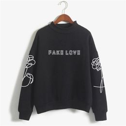 Love Yourself kpop Long Sleeve Sweatshirts Outwear Hip-Hop Female Bangtan Boys Album Fake Turtleneck Fashion K-Pop Clothes 210809