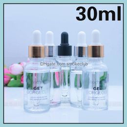 Bottles Packing Office School Business & Industrial 30Ml Clear Dropper Essential Oil Glass Bottle With Gold Sliver Black Cap Drop Delivery 2