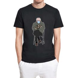 Bernie Sanders Inauguration Meme T Shirt Grumpy Mittens Funny Cartoon image Men's And Women Cotton ee 210629