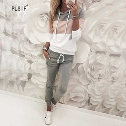 Autumn winter casual women's hoodies full sleeve sports set skinny long pants casual tracksuits suits Y0625
