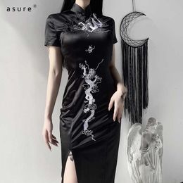 Traf Summer Sexy Dress Women Y2k Gothic Clothing Vintage Harajuku Girls Party Dresses Punk Vestidos Toppies 92280 210712