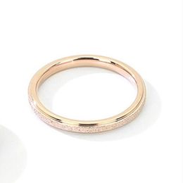 Cluster Rings The Latest Simple Ladies Basic Frosted Titanium Steel Plated 18K Rose Gold Thin Wide Index Finger Ring Female Tail