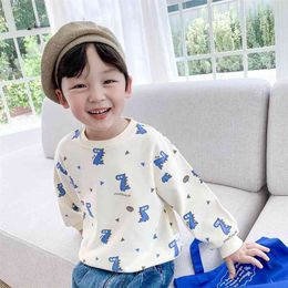 Autumn baby boys cartoon dinosaur sweatshirts kids casual cute long sleeve clothes Tops 210708