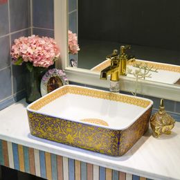 Jingdezhen ceramic wash hand basin bathroom sink bowl countertop Ceramic rectangular shapegood qty