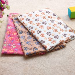 Paw Print pet Blanket Puppy Blankets Dog Apparel sleep pad mat Soft and Warm Fleece Dog Cat