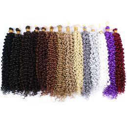 Lans 14" Pure color Braiding Hair Extensions Water Wave Braids Blonde Bundles Kinky Curly Crochet Bulk Hair 24strands pack LS22