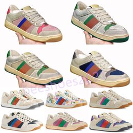 Mens Italy Bee Casual Shoes Women Dirty Flat Leather Shoe Screener Green Red Stripe Embroidered Couples Trainers Des Chaussures