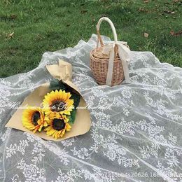 Lace Picnic Cloth Spring Outing Lawn Mat Picnic Outdoor Mat Table Cloth Pastoral Wind Mesh Camping Mat Y0706