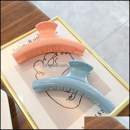 Clamps Hair Jewellery Women Candy Colour Arc-Shaped Girls Scrunchies Ponytail Claws Korea European Solid Geometric Hairpins Fashion Aessories D