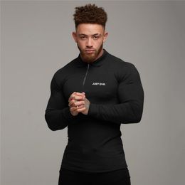 Nova marca de outono polo camisas de algodão de algodão manga longa slim ajuste polos camisa casual moda cor sólida ginásio vestuário de fitness 210421