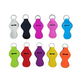 Neoprene Lipstick Keychain Party Favor Sublimation DIY Chapstick Holder Personal Chapsticks Wrap Key Ring Sleeve Holders