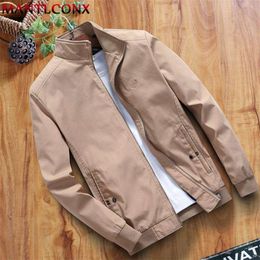 MANTLCONX Autumn Winter Cotton Jacket Men's Casual Wear Stand Collar Zipper Coats Male Outerwear Brand 210928