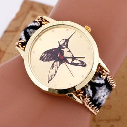 Wristwatches Style Woven Wrist Watch Fashion Seller Woodpecker Quartz Movement Simulation Minimalist Geneva Women's #F