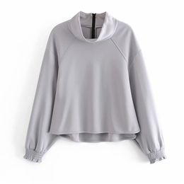 Women Autumn Loose Sweatshirts Hoodies Long Sleeve Back Zipper Pullovers Female Solid Top Clothing 210513