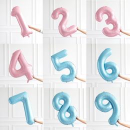 Party Decoration 40inch Pastel Baby Blue Pink Foil Number Balloon 1 2 3 4 5 6 7 8 9 Birthday Shower Wedding Decorations Kids Globos