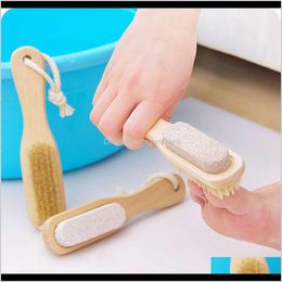 foot care brush UK - Other Toilet Supplies Home & Garden Bath Mane Bristles Wooden Pumice Stone Feet Pedicure Callus Removal Foot Care Spa Brush Remover Dead Skin