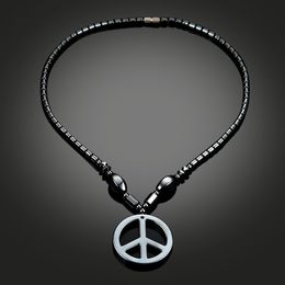 -Bijoux à la main en gros collier perlé collier hématite Collier magnétique bijoux mode mode tendance pendentif simple collier aimant noir