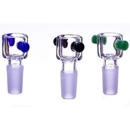 Smoking 14MM 18MM Male Joint Glass Snowflake Screen Bowl Filter Replaceable Portable Colorful Non-slip Handle Dry Herb Tobacco Oil Rigs Bongs Hookah DownStem Tool