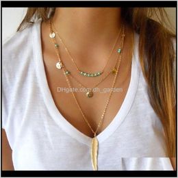 Pendant & Pendants Bohemian Vintage Handmade Jewelry Layered Necklaces Sequins Mtilayer Chain Turquoise Beads Necklace Drop Delivery 2021 I8