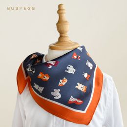 Navy blue shawl of a child foulard handkerchief silk scarves lady small 50cm square bandana wrap neck scarf children kids