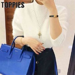 Winter White Turtleneck Sweater Women Pullovers Korean Cute Candy Colour Sweaters Long Sleeve Jumper 210421