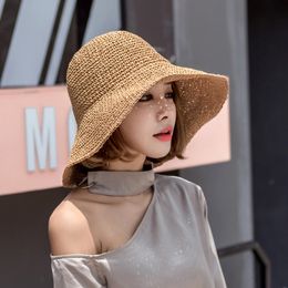 Fashion Lady Women Sun Visor Sunhat Panama Boater Floppy Bucket Cap Female Woman Summer Hat Straw Beach