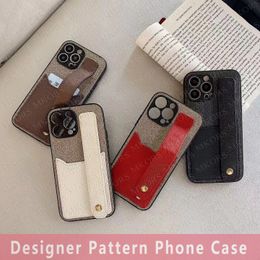 Top Fashion Double Letter Phone Cases for IPhone 13 13pro 12 12pro 11 11pro X Xs Max Xr 8 7 Plus PU Leather Card Slot Holder Pocket Wrist Strap Band Cover