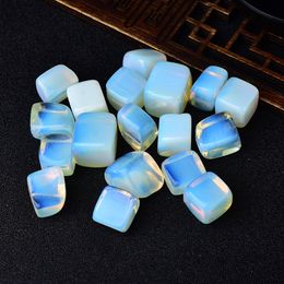 cube fish tank Canada - 6 Pieces Polished Natural Opal CUBE Tumbled Stone Gravel Square Crystal Stones Hand-Polished for Fish Tank Decor Garden Meditati