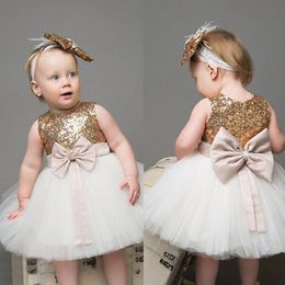 Sequins Princess Kids Baby Flower Girl Dress Bowknot Backless Wedding Party Gown Dresses Q0716