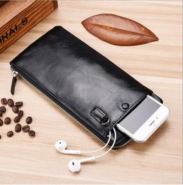 Men Wallet Leather Purse Solid Colour Simply Coin Purses Ultra-thin Wallets Mobile Phone Bag Key Zipper Pocket Notecase WMQ1125