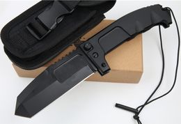 In Stock!! ER Strong Survival Tactical folding knife 440C Titanium Coated Tanto Point knife 6061-T6 Handle With Nylon Sheath and Retail Box Pack