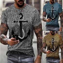 mens anchor loose digital printing shortsleeved round neck tshirt european and american foreign trade summer mens clot