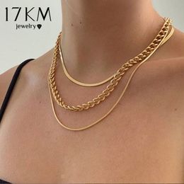 17KM Fashion Multi-layered Snake Chain Necklace For Women Vintage Gold Coin Pearl Choker Sweater Necklaces Party Jewelry Gift