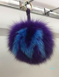 Custom 15cm Big Fluffy Bag Bugs Pompon Keychain luxury Alphabet Fox Fur Ball Pom pom Key Chain Backpack Bag