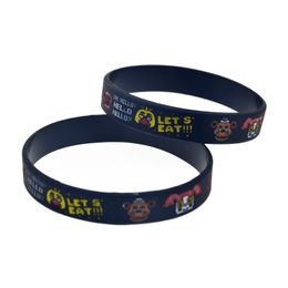 1PC Let is Eat Silicone Rubber Wristband Debossed Filled in Colour Cartoon Logo Gift Adult Size