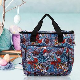 Storage Bags Printing Yarn Bag Knitting Tote Large Capacity 600d Oxford Cloth Crochet Needles Totes Organiser For Home