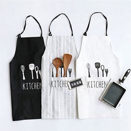 Adjustable Print Pattern Apron Chef Waiter Kitchen Cook With Pockets Polyester Water Proof Tools For Man Woman 210629