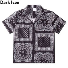 Black Bandana Polo Shirt Men Summer Light Weight Hawaiian Men 210603