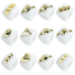 Wedding Rings Miwens All White Resin For Women Gold Colour Ball Acrylic Finger Party Jewellery Wholesale Accessories