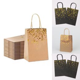 Storage Bags 1PC Gift With Handle Kraft Paper Bags15cm X8cm X21cm Hand-Held Cookie Packaging Wedding Party Favor Boxes