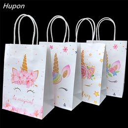 12pcs Mixed Candy Gift Bags Kraft Paper Bag Unicorn Birthday Party Decorations Kids Unicorn Party Baby Shower Decor Supplies 210402