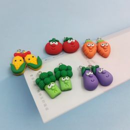 Cute Vegetable Eggplant Tomato Carrot Cauliflower Corn Resin Charms Jewellery Findings Making for Necklace Earrings