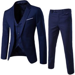 Man Suit Business Formal Leisure Dress Slim Fit Waistcoat Three-piece Groom