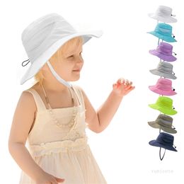 Party hat children's Stingy brim hats breathable solid Colour Beach cap adjustable boys and girls fisherman's caps 8 Style T500821