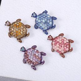 Colourful Rhinestone Turtle Brooches Pins For Women Men Animal Party Causal Coat Brooch Pins Gifts