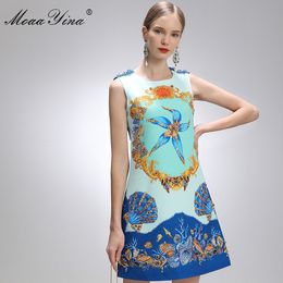 Fashion Designer Dress Summer Women's dress Sleeveless Beaded Conch Shell Print Short Dresses 210524