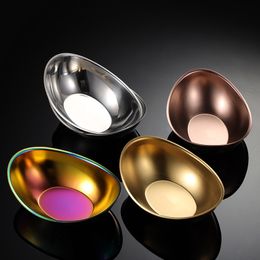 Creative stainless steel 304 Korean salad bowls golden ingot snack dessert dried fruit bowl barbecue tableware