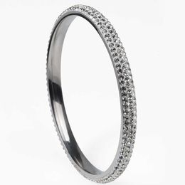 10 Colours High Quality 3 Rows Crystal Stainless Bangle Bracelet Love Rhinestone Bangle for Women Jewellery Christmas Gift Q0719